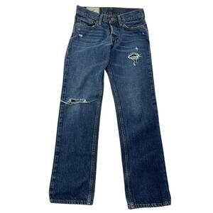 Hollister straight leg distressed jeans blue denim men's 28x30